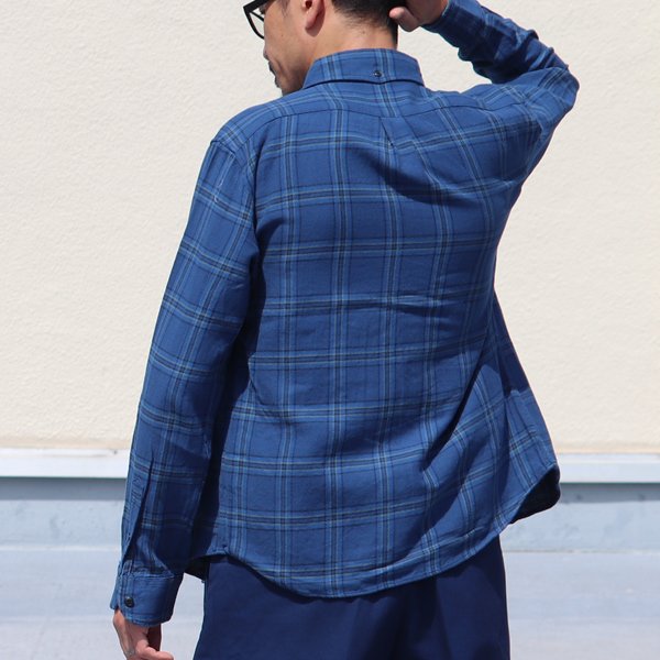 画像5: 【RE PRICE / 価格改定】ワイドスプレッドボタンダウンカラーインディゴネルチェック長袖シャツ【MADE IN JAPAN】『日本製』  / Upscape Audience