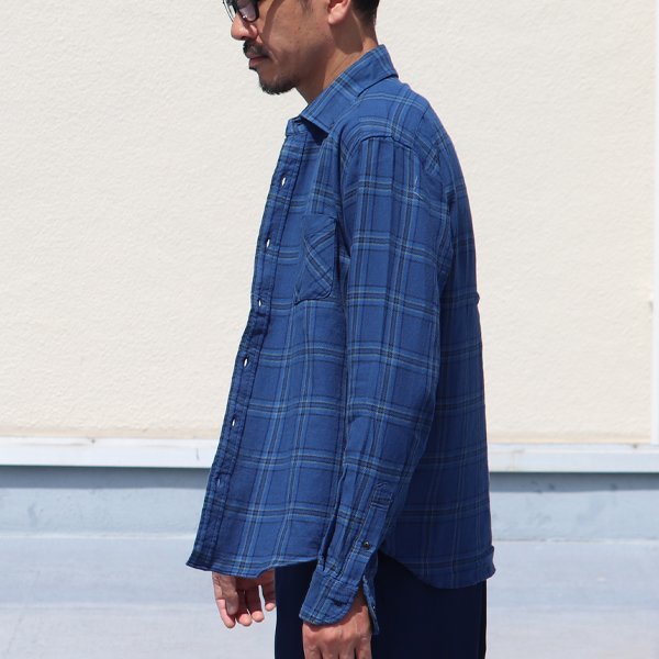 画像4: 【RE PRICE / 価格改定】ワイドスプレッドボタンダウンカラーインディゴネルチェック長袖シャツ【MADE IN JAPAN】『日本製』  / Upscape Audience