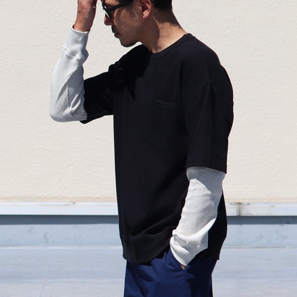 画像5: Basque10オンス(バスク天竺)ガゼットポケS/S×ワッフル9/Sレイヤー Tee【MADE IN JAPAN】『日本製』/ Upscape Audience