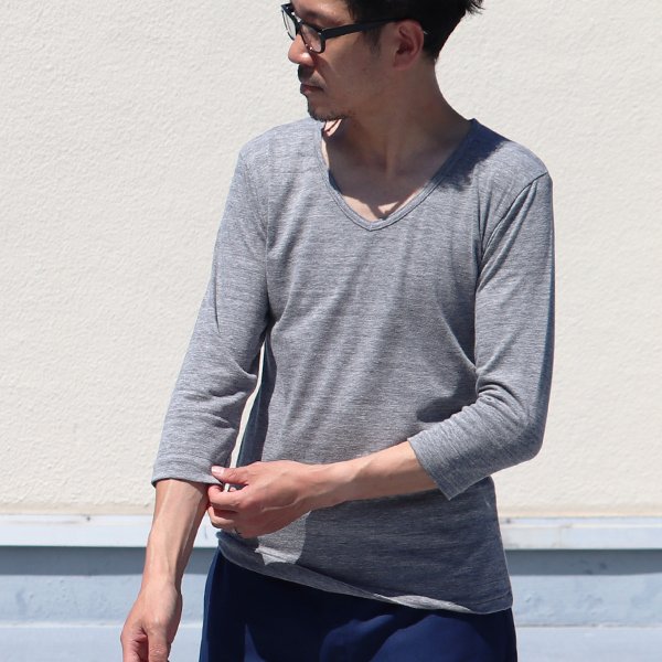 画像3: 【RE PRICE / 価格改定】ガラガラ紡Vネック7分袖カットソー【MADE IN JAPAN】『日本製』/ Upscape Audience