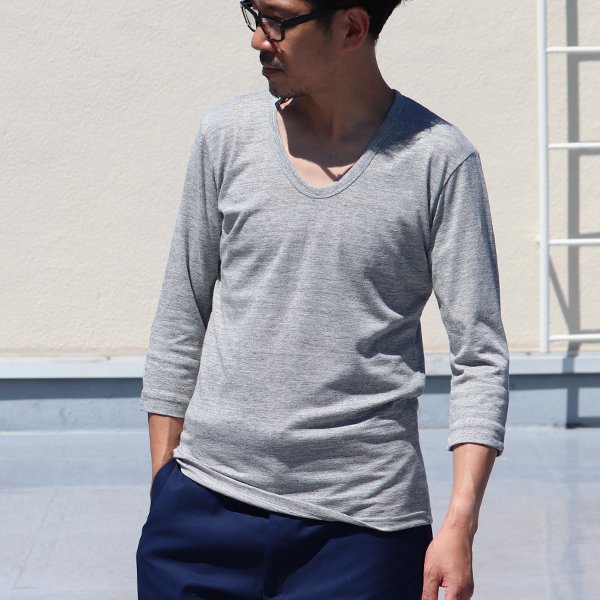 画像3: 【RE PRICE / 価格改定】ガラガラ紡Uネック7分袖カットソー【MADE IN JAPAN】『日本製』/ Upscape Audience