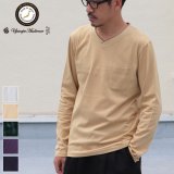 【RE PRICE/価格改定】コーマ天竺 2TONE Vネック ポケ付き L/S Tee【MADE IN JAPAN】『日本製』/ Upscape Audience