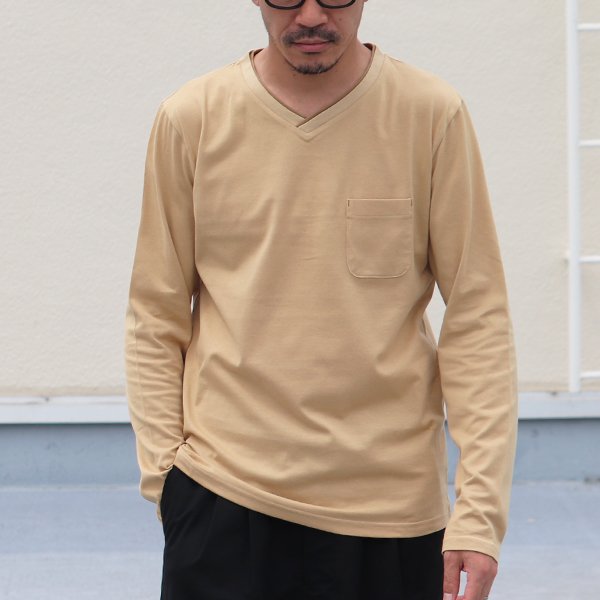 画像3: 【RE PRICE / 価格改定】コーマ天竺 2TONE Vネック ポケ付き L/S Tee【MADE IN JAPAN】『日本製』/ Upscape Audience