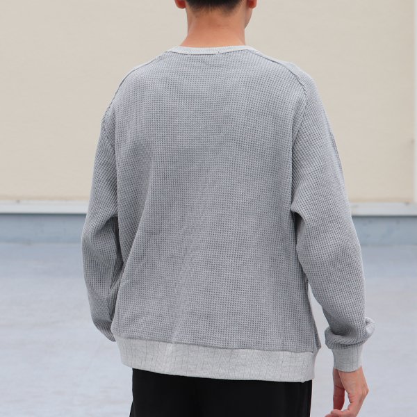 画像10: ビッグワッフル サドルショルダー ガゼットクルーネック XL ニットソー【MADE IN JAPAN】『日本製』 / Upscape Audience