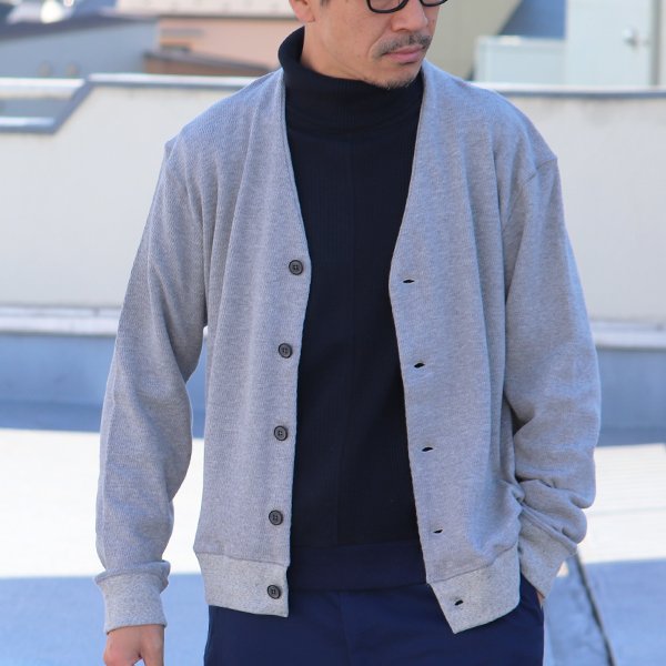 画像3: 【RE PRICE/価格改定】ハニカムワッフルモックネックVショールニットカーディガン【MADE IN JAPAN】『日本製』/ Upscape Audience