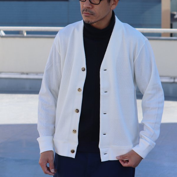 画像3: 【RE PRICE/価格改定】BOROライク ランダムワッフルランダム釦 モックVネックカーディガン【MADE IN JAPAN】『日本製』 / Upscape Audience