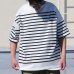 画像3: 「尾州」12オンス パネルボーダー ボートネック ハーフスリーブ ボクシーTシャツ【MADE IN JAPAN】『日本製』/ Upscape Audience