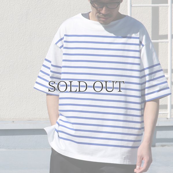 画像11: 「尾州」12オンス パネルボーダー ボートネック ハーフスリーブ ボクシーTシャツ【MADE IN JAPAN】『日本製』/ Upscape Audience