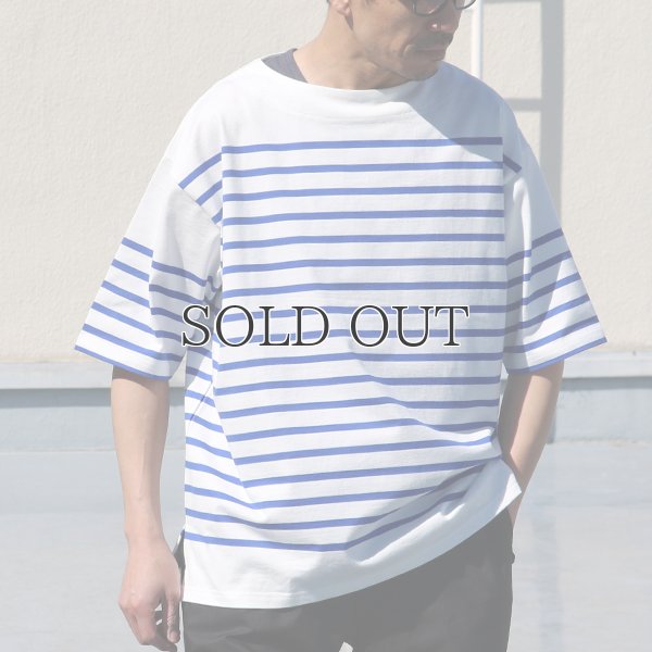 画像6: 「尾州」12オンス パネルボーダー ボートネック ハーフスリーブ ボクシーTシャツ【MADE IN JAPAN】『日本製』/ Upscape Audience