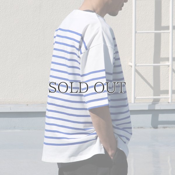 画像7: 「尾州」12オンス パネルボーダー ボートネック ハーフスリーブ ボクシーTシャツ【MADE IN JAPAN】『日本製』/ Upscape Audience