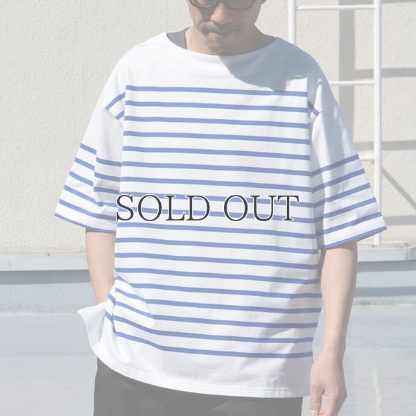 画像4: 「尾州」12オンス パネルボーダー ボートネック ハーフスリーブ ボクシーTシャツ【MADE IN JAPAN】『日本製』/ Upscape Audience