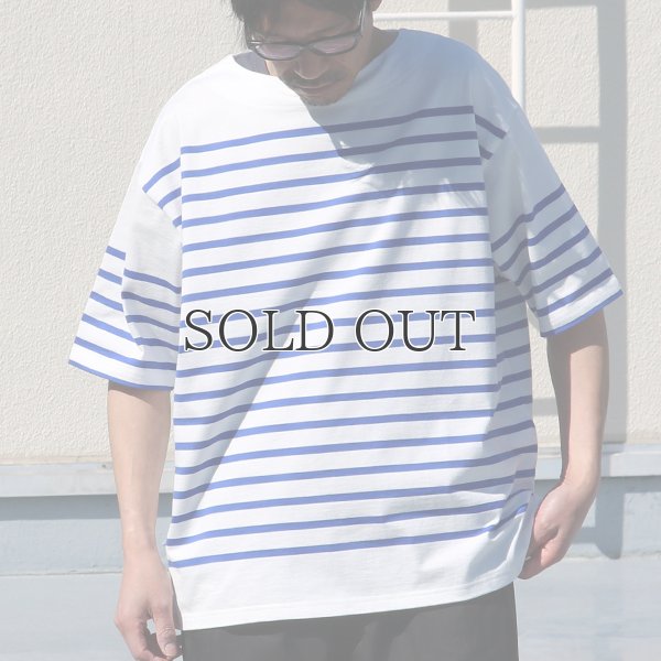 画像5: 「尾州」12オンス パネルボーダー ボートネック ハーフスリーブ ボクシーTシャツ【MADE IN JAPAN】『日本製』/ Upscape Audience