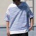 画像5: 「尾州」12オンス パネルボーダー ボートネック ハーフスリーブ ボクシーTシャツ【MADE IN JAPAN】『日本製』/ Upscape Audience