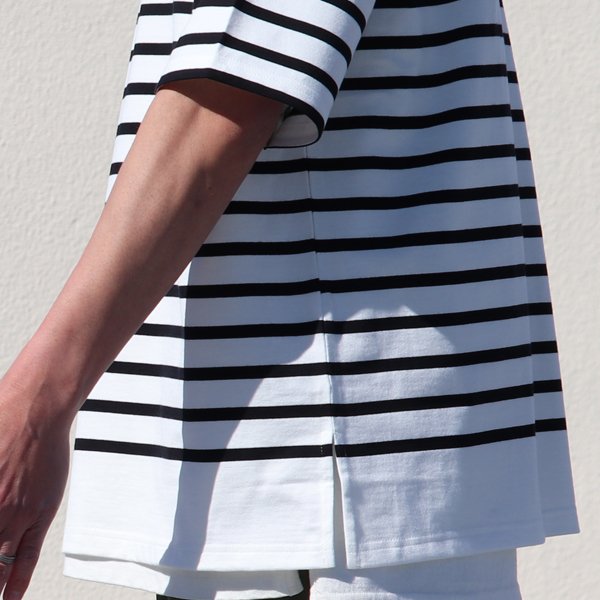 画像17: 「尾州」12オンス パネルボーダー ボートネック ハーフスリーブ ボクシーTシャツ【MADE IN JAPAN】『日本製』/ Upscape Audience