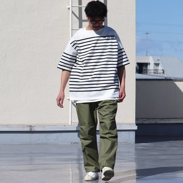 画像8: 「尾州」12オンス パネルボーダー ボートネック ハーフスリーブ ボクシーTシャツ【MADE IN JAPAN】『日本製』/ Upscape Audience