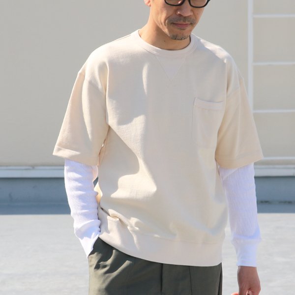 画像2: Basque10オンス（バスク天竺）ガゼットポケS/S×ワッフル9/Sレイヤー Tee【MADE IN JAPAN】『日本製』/ Upscape Audience