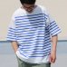 画像3: 「尾州」12オンス パネルボーダー ボートネック ハーフスリーブ ボクシーTシャツ【MADE IN JAPAN】『日本製』/ Upscape Audience