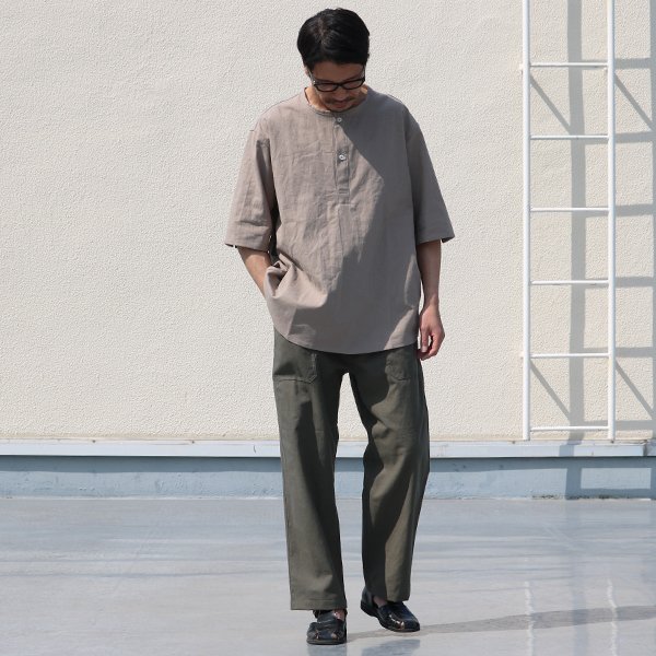 画像8: 綿麻ビンテージソフトキャンバス スリーピング ハーフスリーブ シャツ【MADE IN JAPAN】『日本製』/ Upscape Audience