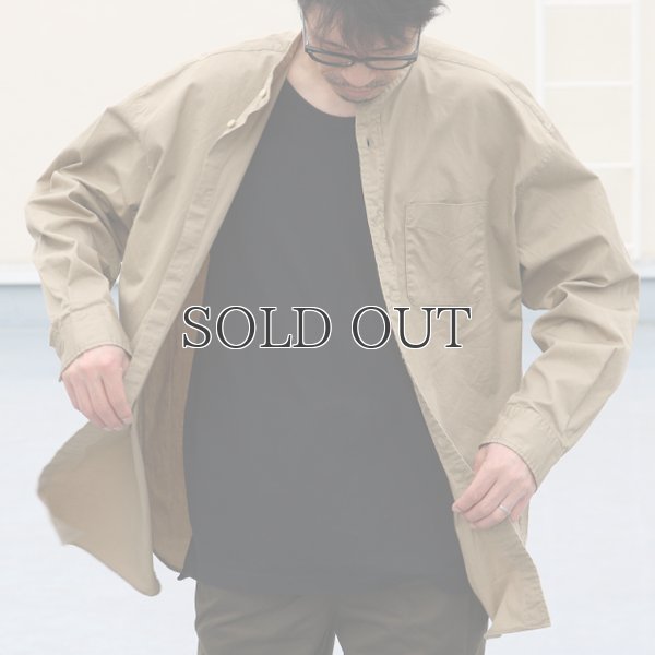 画像3: 遠州織7オンス チノクロス バンドカラー 長袖 ボクシーAライン シャツ【MADE IN JAPAN】『日本製』/ Upscape Audience