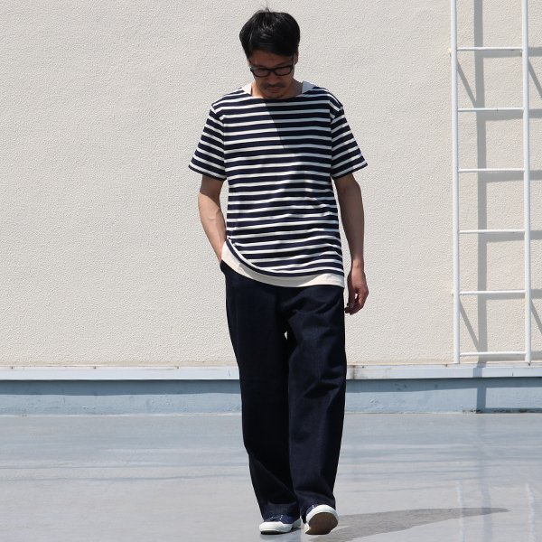 画像7: 【RE PRICE/価格改定】Basque 10オンス ( バスク天竺 )無地＆ボーダーボートネックレイヤード半袖カットソー【MADE IN JAPAN】『日本製』/ Upscape Audience