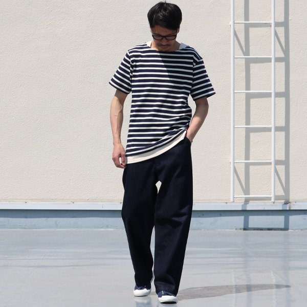 画像6: 【RE PRICE/価格改定】Basque 10オンス ( バスク天竺 )無地＆ボーダーボートネックレイヤード半袖カットソー【MADE IN JAPAN】『日本製』/ Upscape Audience