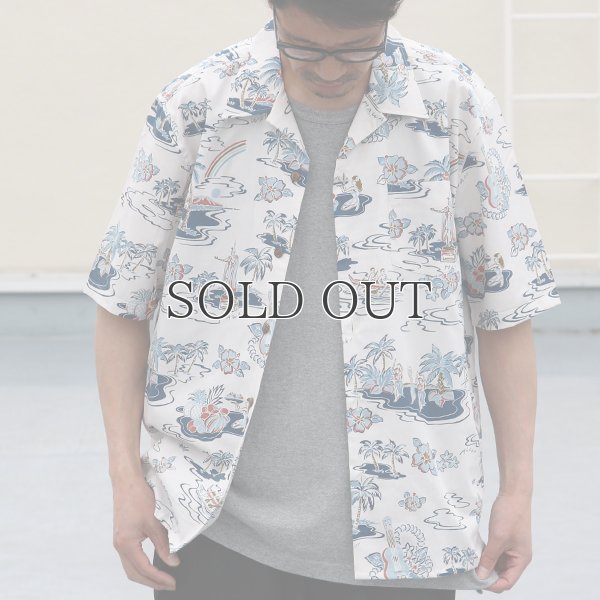 画像6: コットンレーヨン ヴィンテージアロハ柄 オープンカラー ハーフスリーブ シャツ【MADE IN JAPAN】『日本製』/ Upscape Audience
