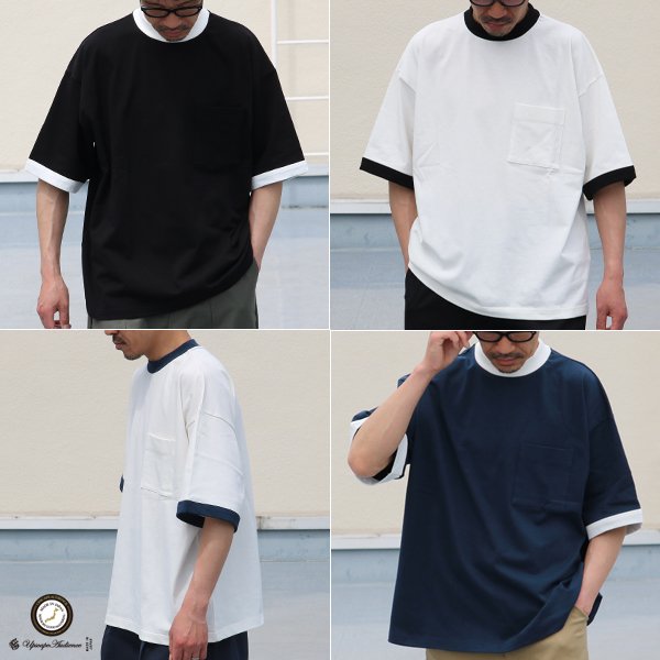 画像1: VORTEX 8オンス（MVS天竺）モックネック リンガー ハーフスリーブ Tシャツ【MADE IN JAPAN】『日本製』/ Upscape Audience