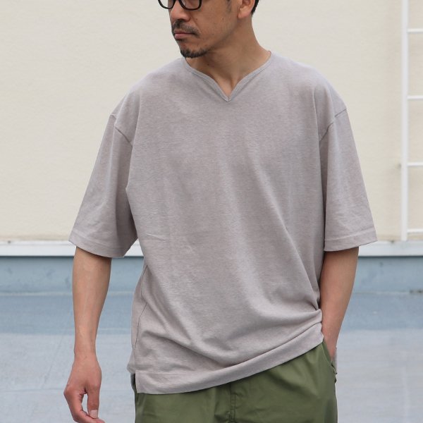 画像3: PREMIERE LINEN(プレミアリネン)コットン天竺 キーネック ハーフスリーブTシャツ【MADE IN JAPAN】『日本製』/ Upscape Audience