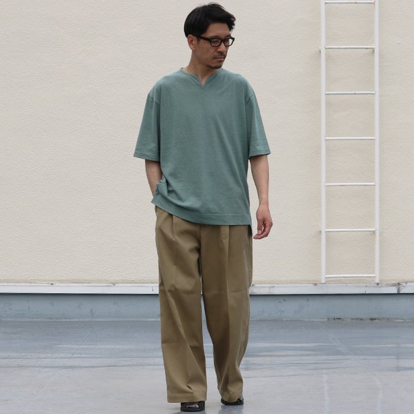 画像9: PREMIERE LINEN(プレミアリネン)コットン天竺 キーネック ハーフスリーブTシャツ【MADE IN JAPAN】『日本製』/ Upscape Audience