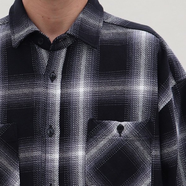 画像29: 10/2ヘビーツイル ヴィンテージチェック レギュラーカラー ボクシーAライン 長袖シャツ【MADE IN JAPAN】『日本製』/ Upscape Audience
