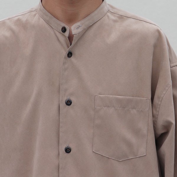 画像17: フェイクスウェード バンドカラー ボクシーAライン 長袖シャツ【MADE IN JAPAN】『日本製』/ Upscape Audience