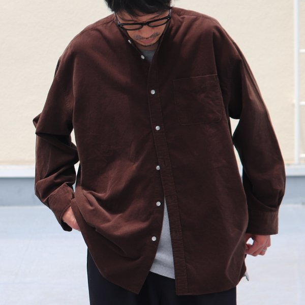 画像13: 21W（ウェール）コーデュロイ バンドカラー ボクシーAライン 長袖シャツ【MADE IN JAPAN】『日本製』/ Upscape Audience
