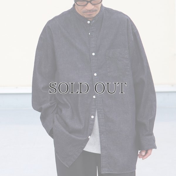 画像11: 「備中備後」 6オンス デニム バンドカラー ボクシーAライン 長袖シャツ【MADE IN JAPAN】『日本製』/ Upscape Audience