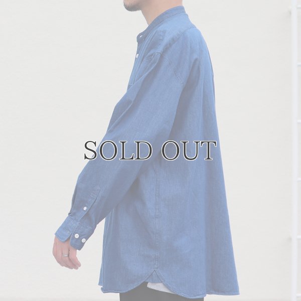 画像16: 「備中備後」 6オンス デニム バンドカラー ボクシーAライン 長袖シャツ【MADE IN JAPAN】『日本製』/ Upscape Audience