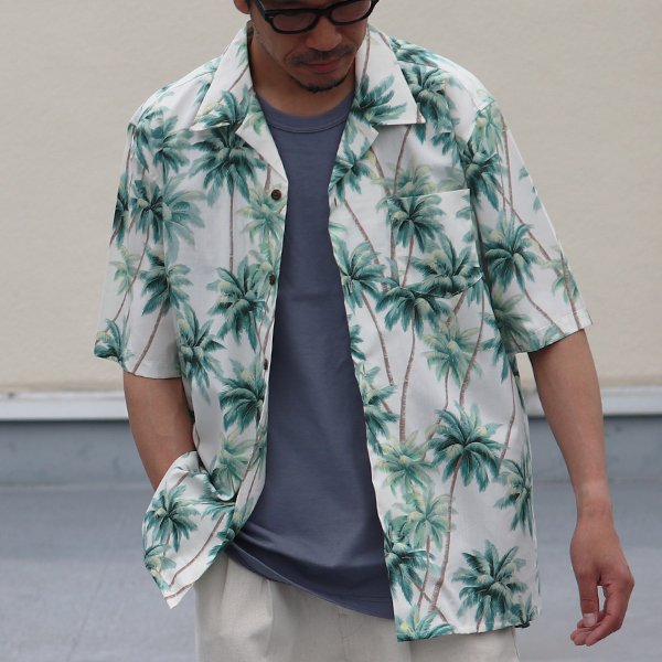 画像3: コットンレーヨン ヴィンテージアロハ柄 オープンカラー ハーフスリーブ シャツ【MADE IN JAPAN】『日本製』/ Upscape Audience