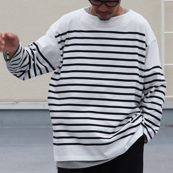 画像5: 「尾州」12オンス パネルボーダー ボートネック ボクシーTシャツ【MADE IN JAPAN】『日本製』/ Upscape Audience