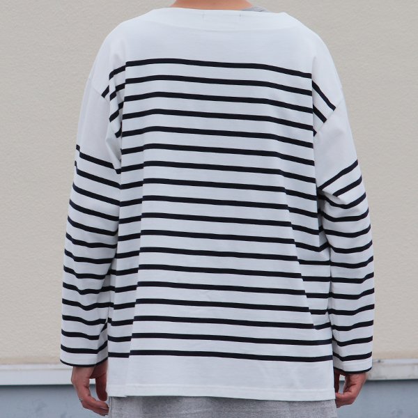 画像20: 「尾州」12オンス パネルボーダー ボートネック ボクシーTシャツ【MADE IN JAPAN】『日本製』/ Upscape Audience