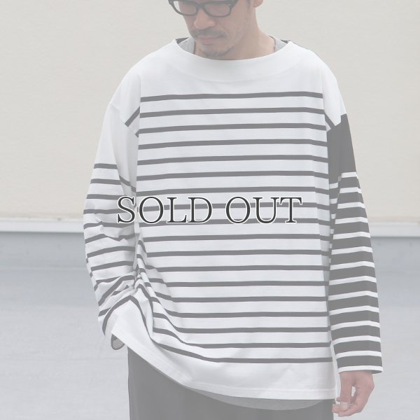 画像3: 「尾州」12オンス パネルボーダー ボートネック ボクシーTシャツ【MADE IN JAPAN】『日本製』/ Upscape Audience