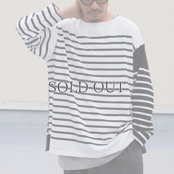 画像4: 「尾州」12オンス パネルボーダー ボートネック ボクシーTシャツ【MADE IN JAPAN】『日本製』/ Upscape Audience