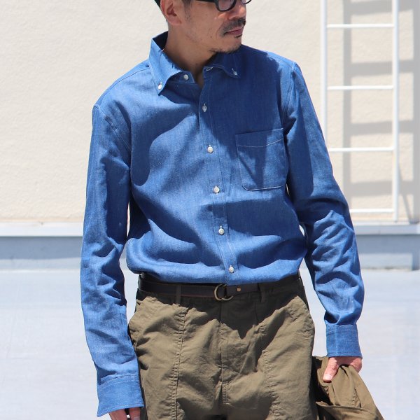 画像9: 【RE PRICE / 価格改定】麻混デニムワイドスプレッド長袖シャツ【MADE IN JAPAN】『日本製』/ Upscape Audience