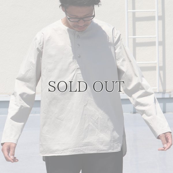 画像3: コットンギャバジンノーカラーP/O コンチョ釦L/SシャツTEE【MADE IN JAPAN】『日本製』/ Upscape Audience