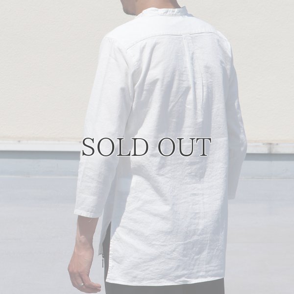 画像5: ソフトリネンキャンバスプルオーバーシャツバンドカラーオーバーサイズ9Sシャツ【MADE IN JAPAN】『日本製』/ Upscape Audience