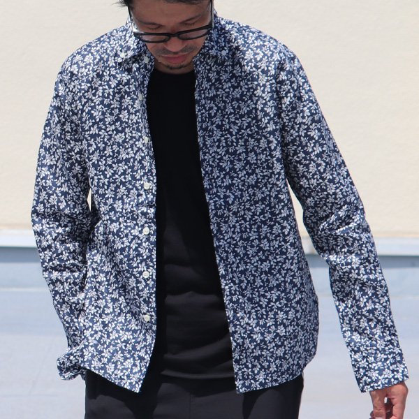 画像3: 【RE PRICE / 価格改定】小花柄リネンワイドスプレッドカラーボタンダウン長袖シャツ 【MADE IN JAPAN】『日本製』/ Upscape Audience