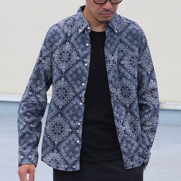 画像3: 【RE PRICE / 価格改定】バンダナプリントボタンダウンカラー長袖シャツ【MADE IN JAPAN】『日本製』/ Upscape Audience