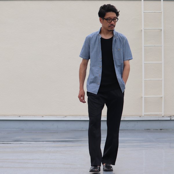 画像9: 【RE PRICE / 価格改定】ダンガリースタンドボタンダウンカラー半袖シャツ / Audience x GUNG HO