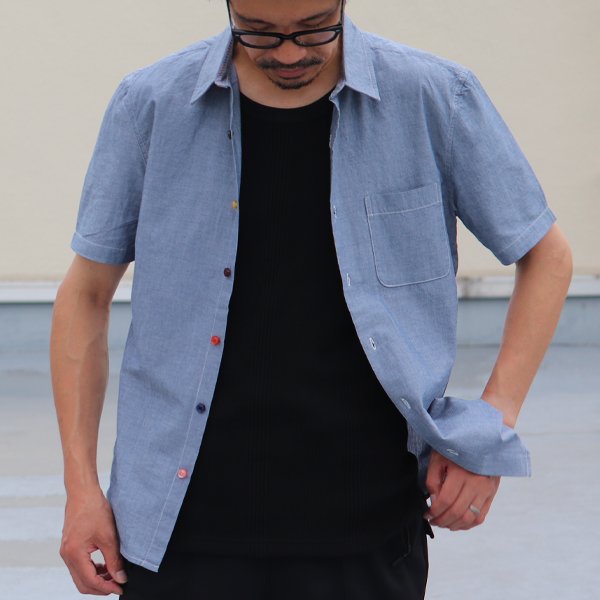 画像5: 【RE PRICE / 価格改定】 ダンガリーランダムボタン半袖シャツ / Audience x GUNG HO