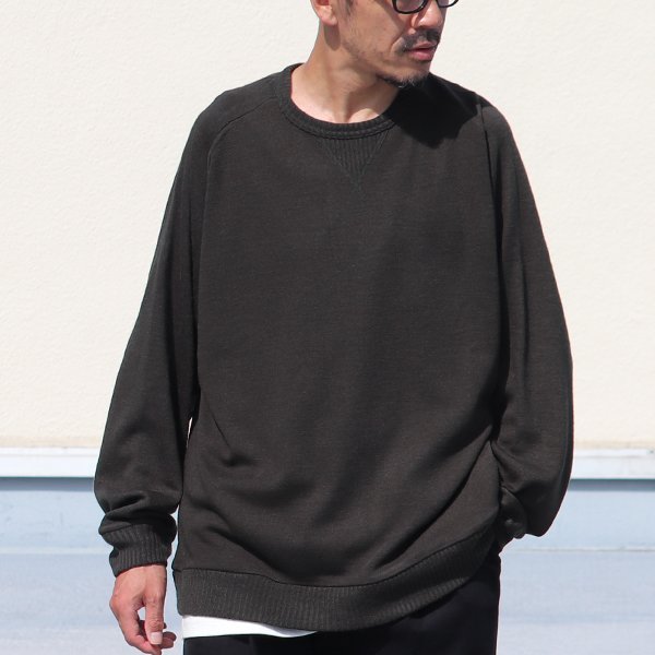 画像2: EXLANWOOL® (エクスランウール) スムース サドルショルダー ガゼット クルーネック長袖【MADE IN JAPAN】『日本製』 / Upscape Audience