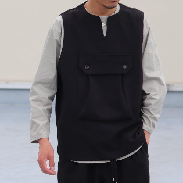 画像7: LANATEC®(ラナテック)LEI(レイ)TECH ウールライク サージ ビックポケット キーネックベスト【MADE IN JAPAN】『日本製』 / Upscape Audience