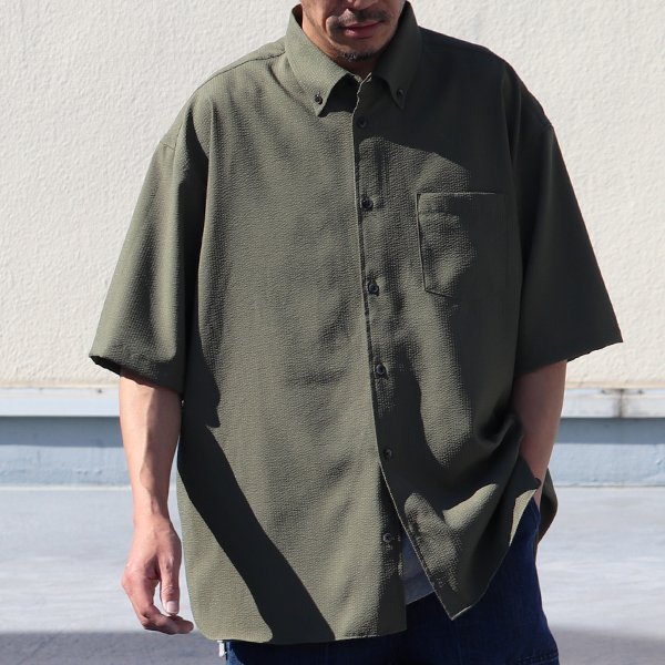 画像6: TECH サッカー ストライプ ボタンダウン ボクシーAライン ハーフスリーブ シャツ【MADE IN JAPAN】『日本製』/ Upscape Audience