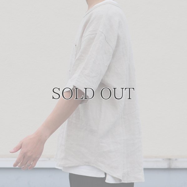 画像22: フレンチリネン グラスポケ付 ヘムラウンド ハーフスリーブ フハクシャツ【MADE IN JAPAN】『日本製』/ Upscape Audience